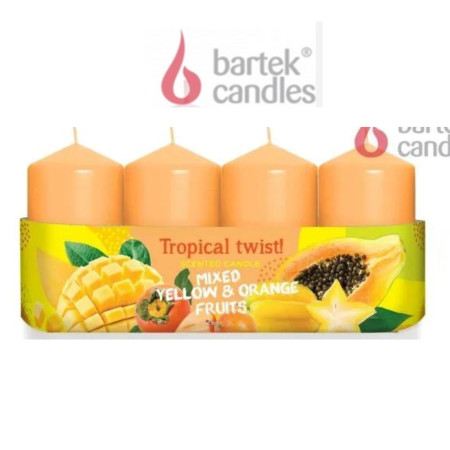 chi tiết Bartek svíčky válec 40x70 240g Tropical Twist Mix Yellow a Orange Fruits (26)