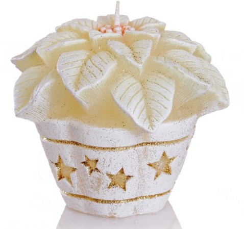 detail ESHOP - Bartek svíčka 255g Christmas flowers ECRU bílý