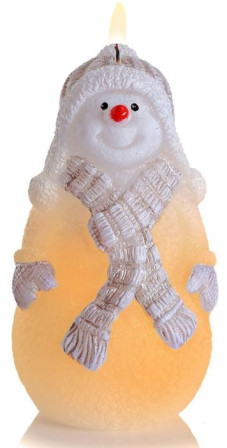 detail ESHOP - Bartek svíčka 250g Xmas Snowman LED diod svíčka130 bílý+cappucino
