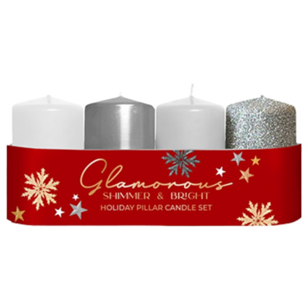 detail Bartek adventní svíčky Glamorous 4ks 40x70 Stříbro Mix (26)