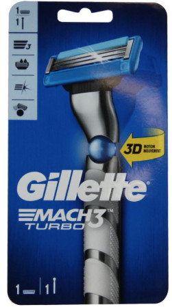 detail Gillette mach3 Turbo (strojek + 1hlavice) Modrý