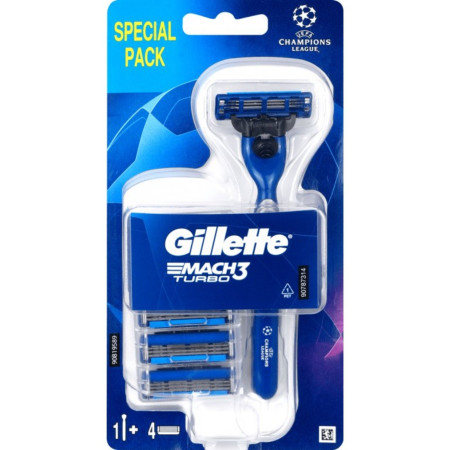 detail Gillette mach3 Turbo 3D (strojek + 4hlavice/bal)