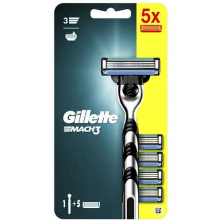 detail Gillette mach3 strojek + 5 hlavice