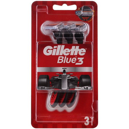 detail Gillette Blue3 3ks holící strojky Plus Red