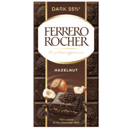detail Ferrero Rocher čokoláda 90g tablet Dark Hazelnut 55% (8)