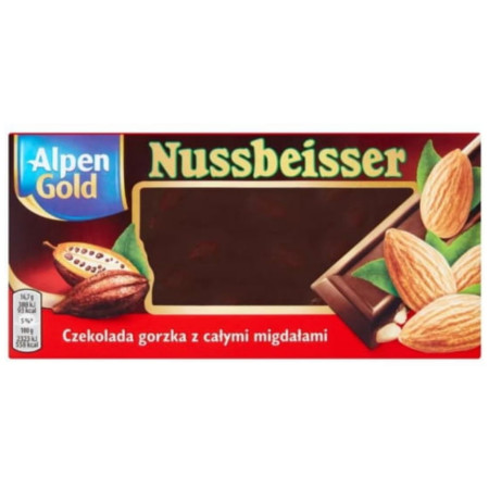 chi tiết Nussbeisser 100g hořká čokoláda s celými mandlemi (20)
