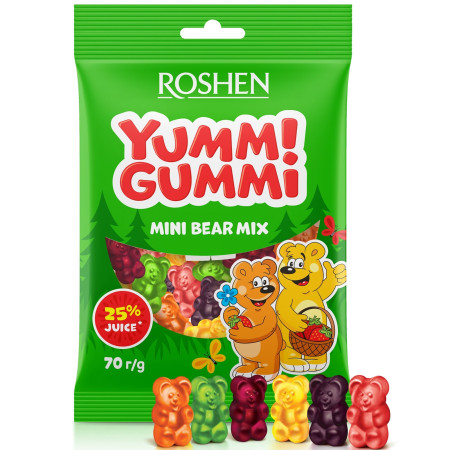 detail Roshen Yumm Gummi 70g želé mini medvídci (22)