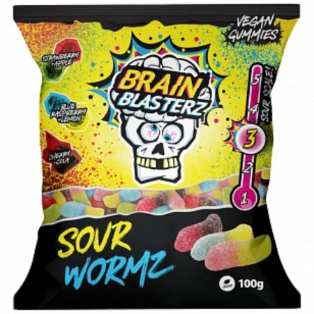 chi tiết Brain Blasterz Sour Worm Gummies 100g (16)