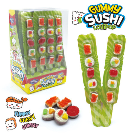 chi tiết Profisa Sushi Gummy Lollipop 13g želé (20) / zelená