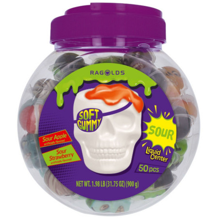 chi tiết WL- Spooky Skulls 18g želé v dóze Ragolds gummy candy (50)
