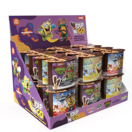 detail DIP´N GO! 55g Tyčinky Nickelodeon Hazelnut & Cocoa Display (24)
