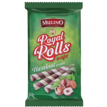 detail Mulino Royal Rolls wafer 150g trubičky oplátkové Hazelnut cream (16)