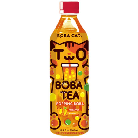 detail Boba Cat Boba Tea 500ml PET Popping boba Pineapple, Mango (24)