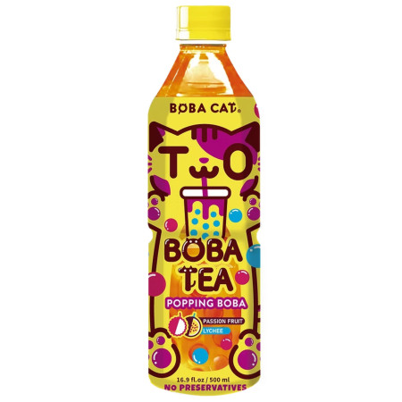 chi tiết Boba Cat Boba Tea 500ml PET Popping boba Passion Fruit, Lychee (24)