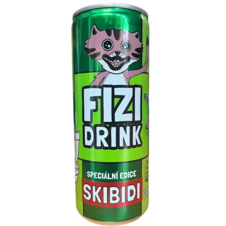 detail FIZI Drink limonáda 250ml plech Skibidi zelený (24)