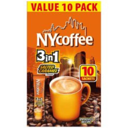 detail NYCoffee káva krabice 3in1 140g Salted Caramel (oranžový) (10)