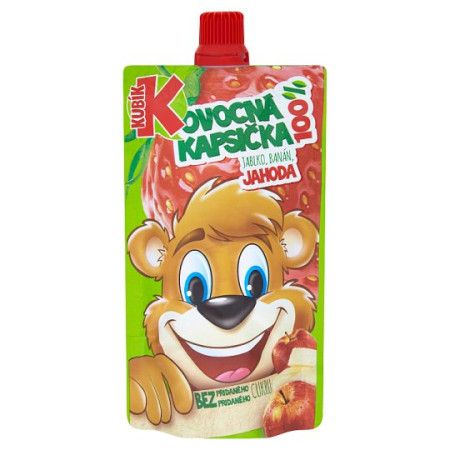 chi tiết Kubík 100% ovocná kapsička 100g Jahoda (jablko + banán) (12)