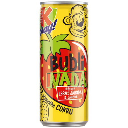 detail KUBÍK Play Bublináda plech 0,25l Jahoda (žlutá) (12)