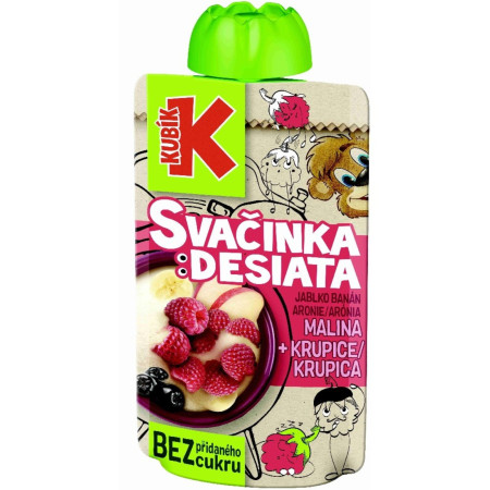 chi tiết Kubík 100g kapsička Svačinka desiata Malina + krupice (jablko + banán) (12)