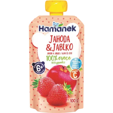 detail Hamánek 100% ovocná kapsička 100g Jahoda, Jablko (8)