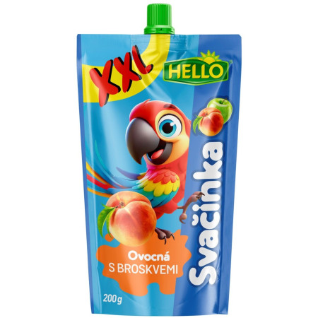 chi tiết Hello XXL Ovocná svačinka kapsička 200g Broskev (10)