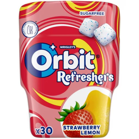 chi tiết Orbit refreshers 30 žvýkaček v dóze 67g Strawberry Lemon (6)