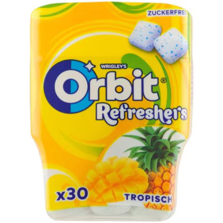 chi tiết Orbit refreshers 30 žvýkaček v doze 67g Tropical (6)