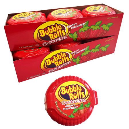 detail Bubble Rolls 40g žvýkačky Strawberry (12)