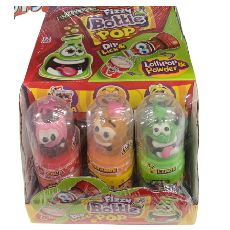 detail JohnyBee Fizzy Bottle pop 40g lízátko (12)