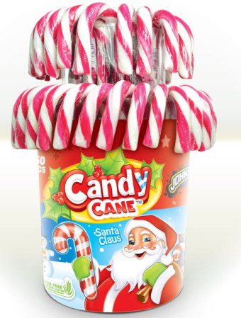detail JohnyBee candy cane 28g lízátko Santa Claus white,red (50)