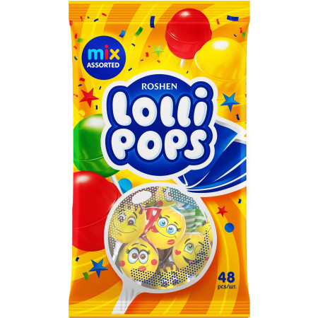 detail Roshen Lollipops 1kg lízátko v sáčku žlutý obal (48ks x 19,6g) (9)