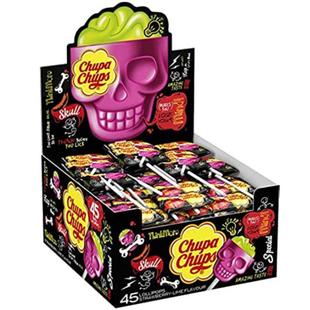 detail Chupa chups lízátko 3D Skull Strawberry/LIme 15g (45)