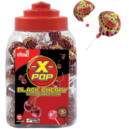 detail X-POP 18g lízátka 100ks Black Cherry