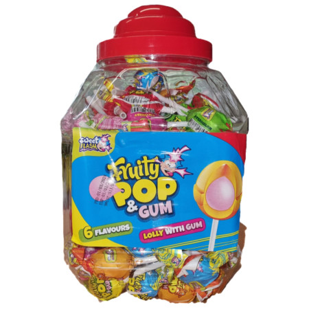 chi tiết Fruity Pop lízátko s ovocnou příchutí a žvýkačkou 16g (100)