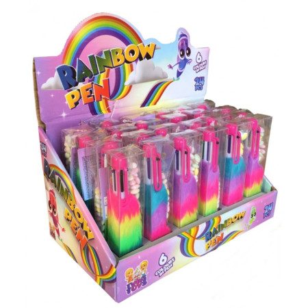 detail Rainbow Pen Propiska 6 barev s cukrovinky (24)