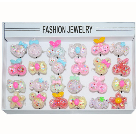 detail ESHOP - Svítící prstýnek mix 2 bez cukrovinky (květinky, motýl ) (24)