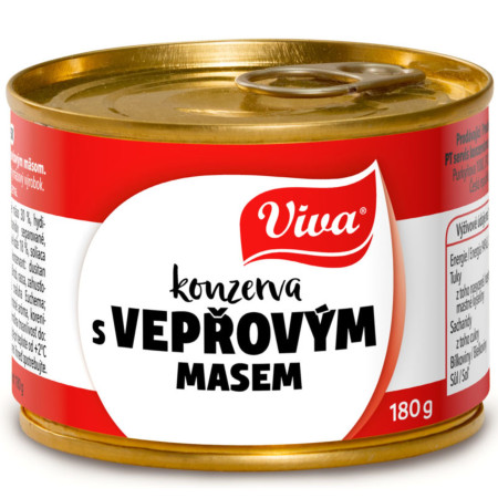 detail Viva konzerva 180g s vepřovým masem (10)