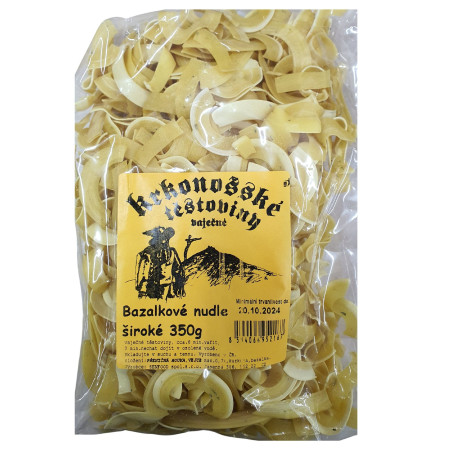 detail Krkonošské těstoviny vaječné 350g Bazalkové nudle široké (Sendfoo) (12)