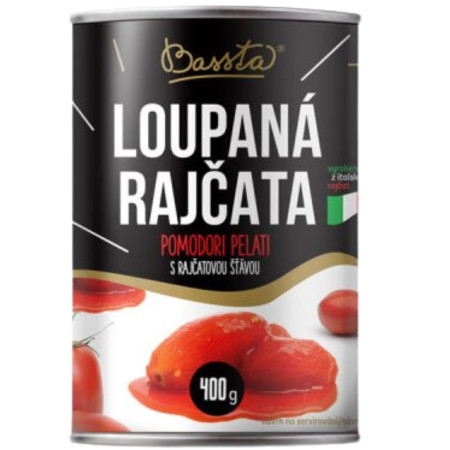 chi tiết Bassta Rajčata loupená 400g s rajčatovou šťávou (12) Trvan. 31/12/2025