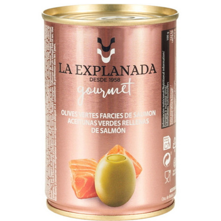 detail La Explanada Olivy Zelené plněné lososovou pastou 280g (12)