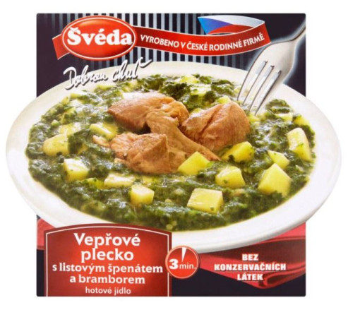 detail ŠVÉDA Vepřové plecko s listovým špenátem a brambory 330g (6)