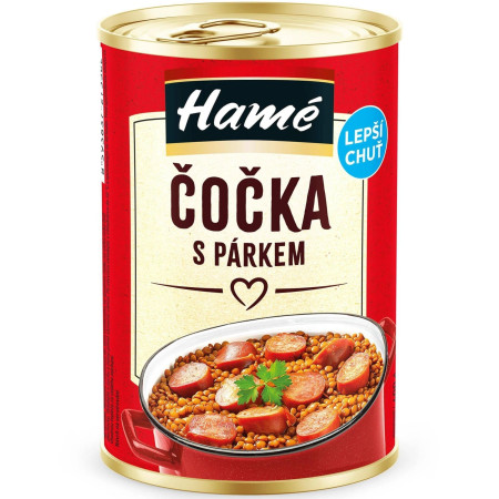 detail HAMÉ hotové jídlo 400g Čočka s párkem (10)