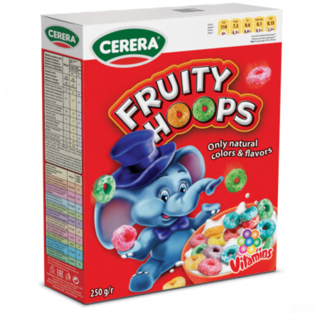 detail Cerera Fruity hoops cereální barevné kroužky 250g (krabice) (14)