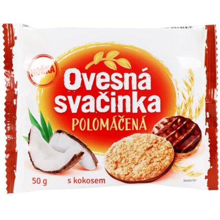 detail Ovesná svačinka 50g polomáčená hořká s kokosem (20)