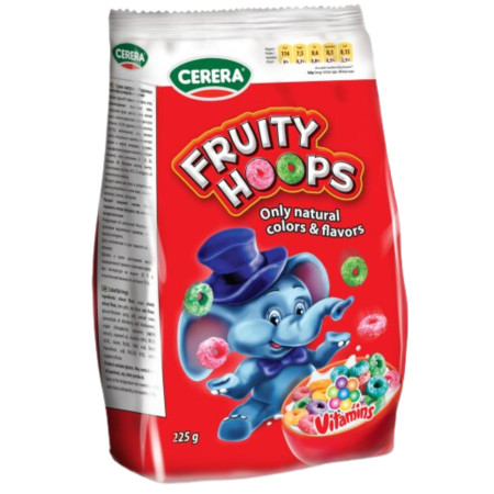 detail Cerera Fruity hoops cereální barevné kroužky 225g (sáček) (12)