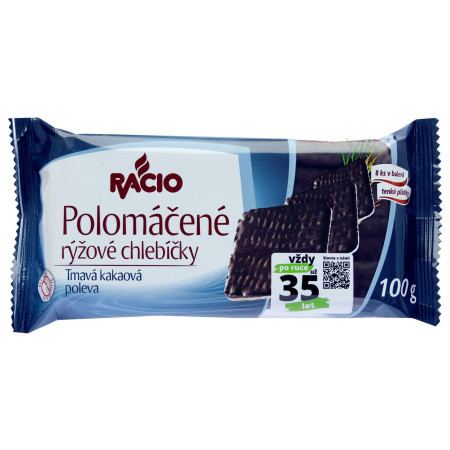 detail RACIO Chlebíčky polomáčené 100g rýžové hořké tmavá kakaová (20)