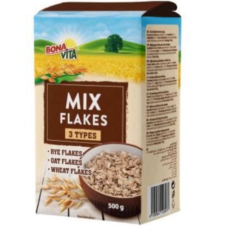 chi tiết Bonavita Mix Flakes MIX vločky ovesné + pšeničné + žitné 500g (10)