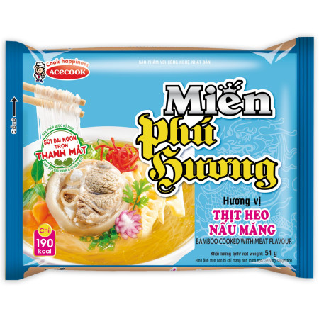 chi tiết Mien PHU HUONG skleněné nudle 54g Thit heo nau mang vepřové maso (24)