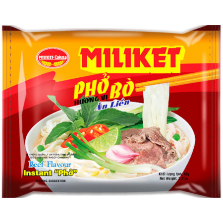 detail Miliket instantní rýžové nudle 65g Hovězí (Pho bo) (30)