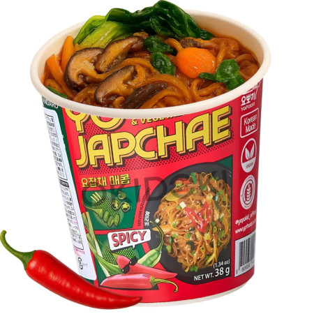 chi tiết Yojapchae Korejské nudle cup 38g Spicy